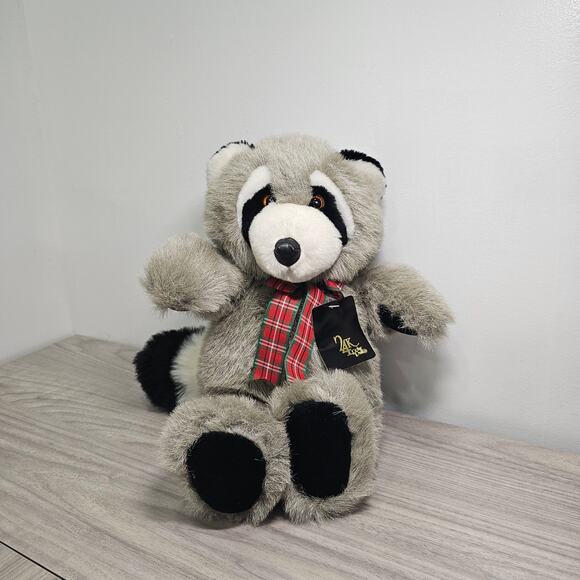 24k Polar Puff Raleigh Raccoon Plush Stuffed Animal Bow Tie Gray Wildlife NEW - Picture 1 of 9